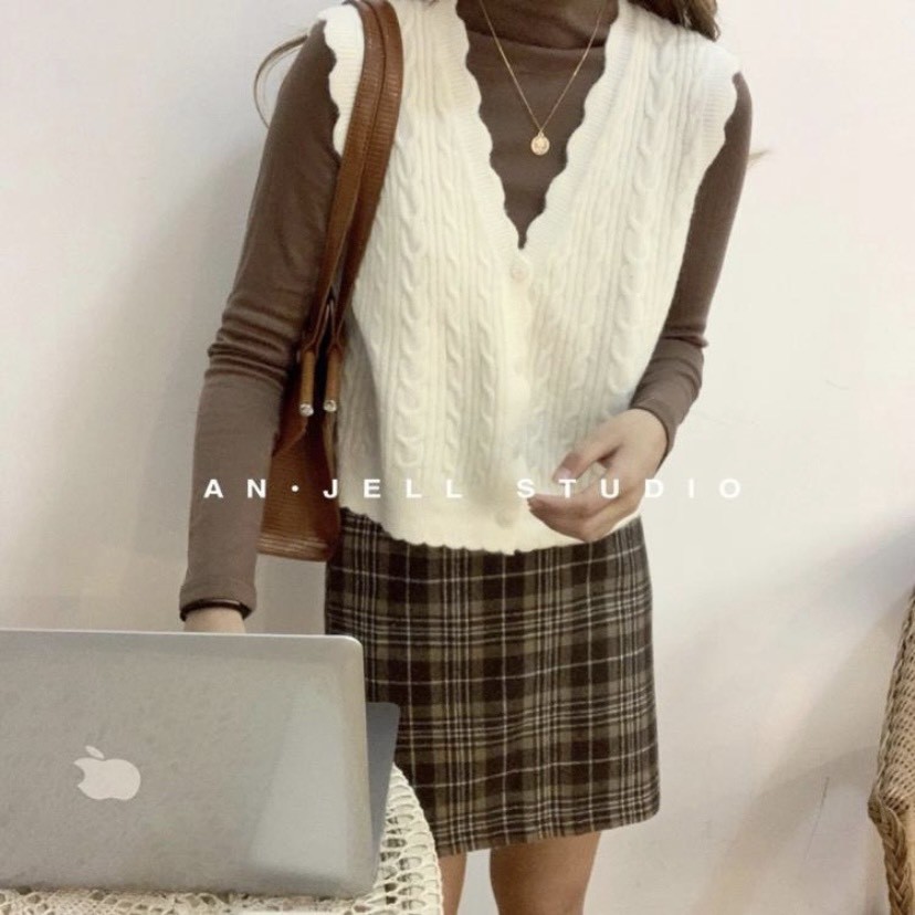 Áo gile len lượn sóng vặn thừng Ulzzang style 🌸 Hàng Quảng Châu | BigBuy360 - bigbuy360.vn
