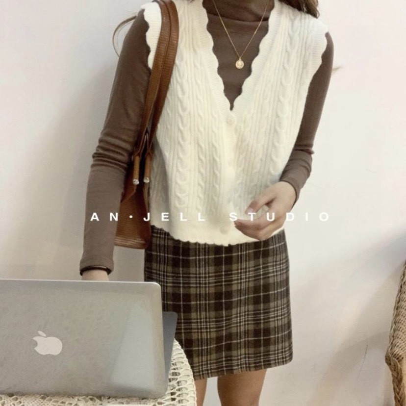 Áo gile len lượn sóng vặn thừng Ulzzang style  Hàng Quảng Châu