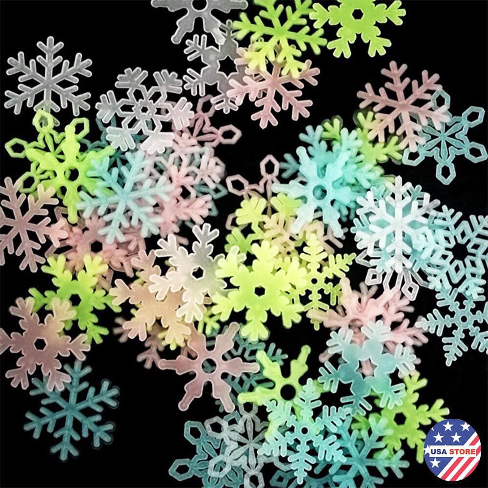 Gói 50 bông tuyết dạ quang phát sáng trang trí tường