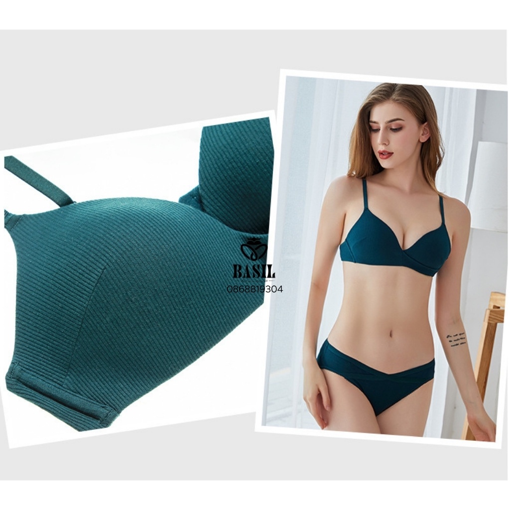 Bộ đồ lót BS01 Basil nữ cotton mềm nhẹ không gọng tôn ngực