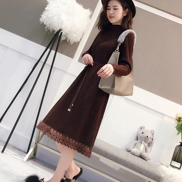 Đầm len dáng dài phong cách thanh lịch thời trang thu đông cho nữ