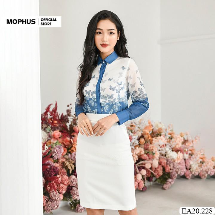 Áo sơ mi công sở Mophus EA20228 hồ điệp, áo sơ mi nữ vải co dãn thời trang công sở cao cấp