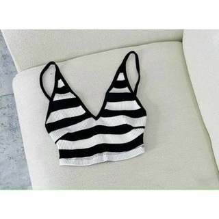 Áo hai dây kẻ croptop cá tính