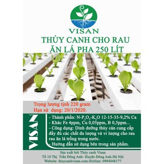 DINH DƯỠNG THỦY CANH ĂN LÁ PHA 250 LÍT