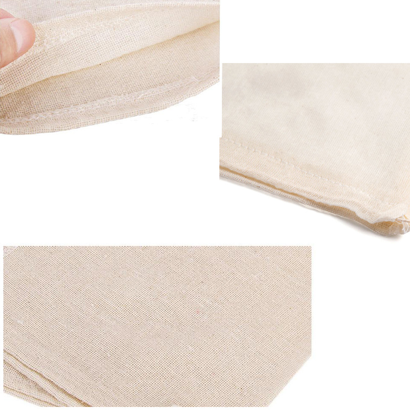 Túi Lưới Lọc Trà/Thảo Mộc Đa Năng Hoàn Toàn Bằng Cotton 23x21cm Có Dây Rút Tái Sử Dụng Được Dùng Trong Nhà Bếp