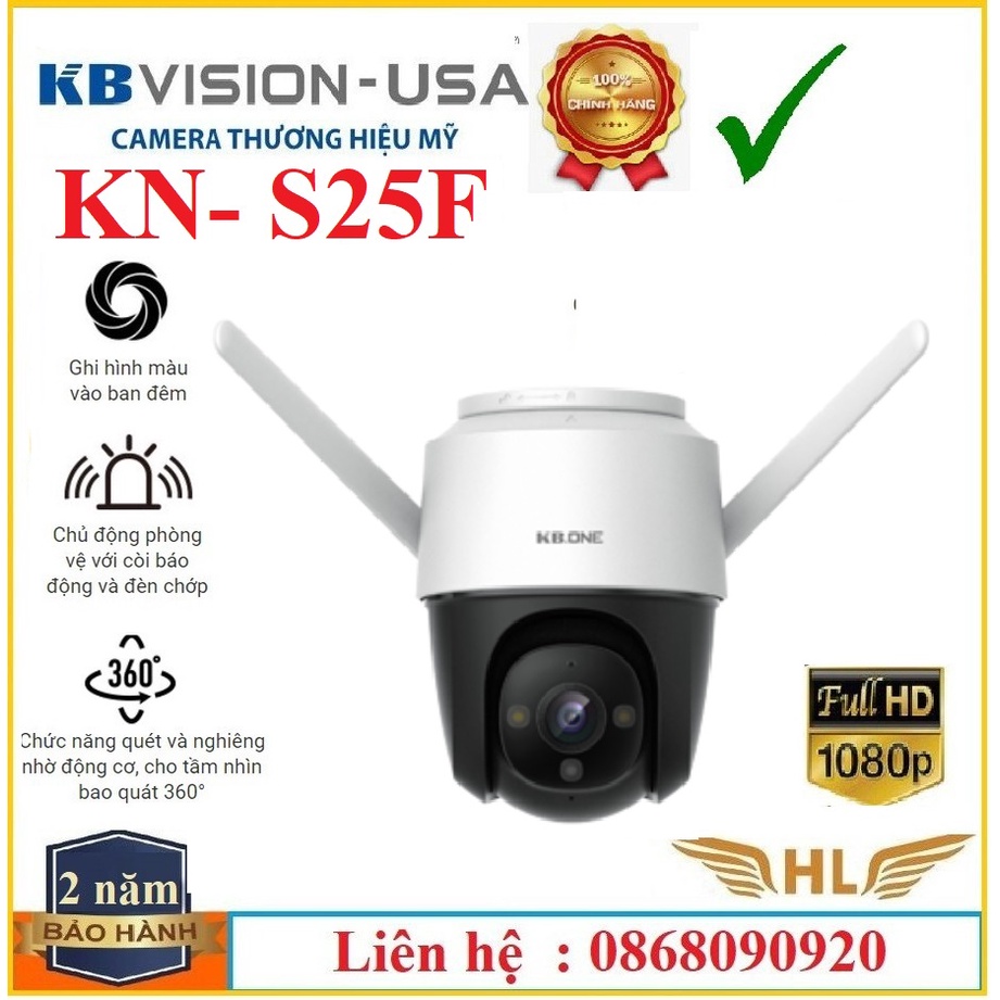 Camera Wifi Không Dây Xoay 360 Ngoài Trời  Kbone KN-S25F Có Màu Đêm ,Kbone KN-S45F 4Mp 2K,Kbone H41P 4Mp-Hàng Chính Hãng