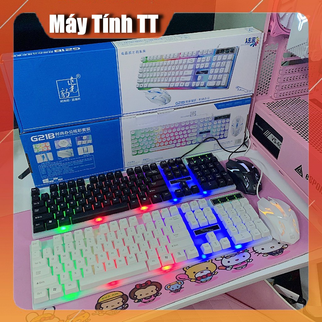☾♂Bộ bàn phím chuột giả cơ G21 Chuyên Game led 7 màu  - dành cho các thủ