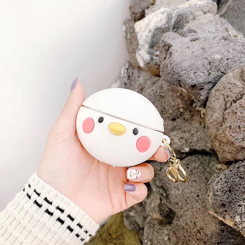 Casing Case AirPods Pro Cute 3d White Duck Pink Rabbit AirPods 3 Cover Silicone Apple AirPod Headset Soft Case Keychain
