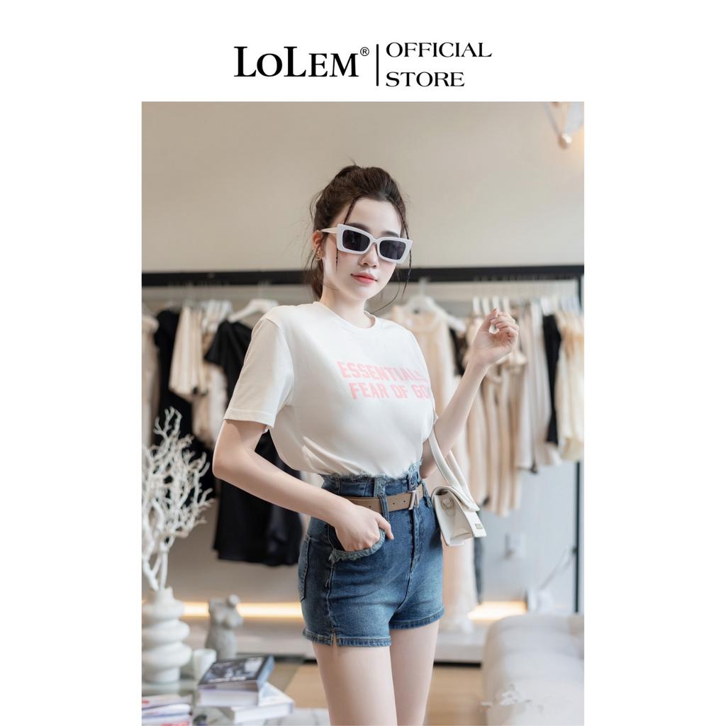 [Mã BMLTA50 giảm đến 50K đơn 99K] Áo thun nữ freesize LOLEM AP0131 in chữ nổi chất cotton co giãn tốt