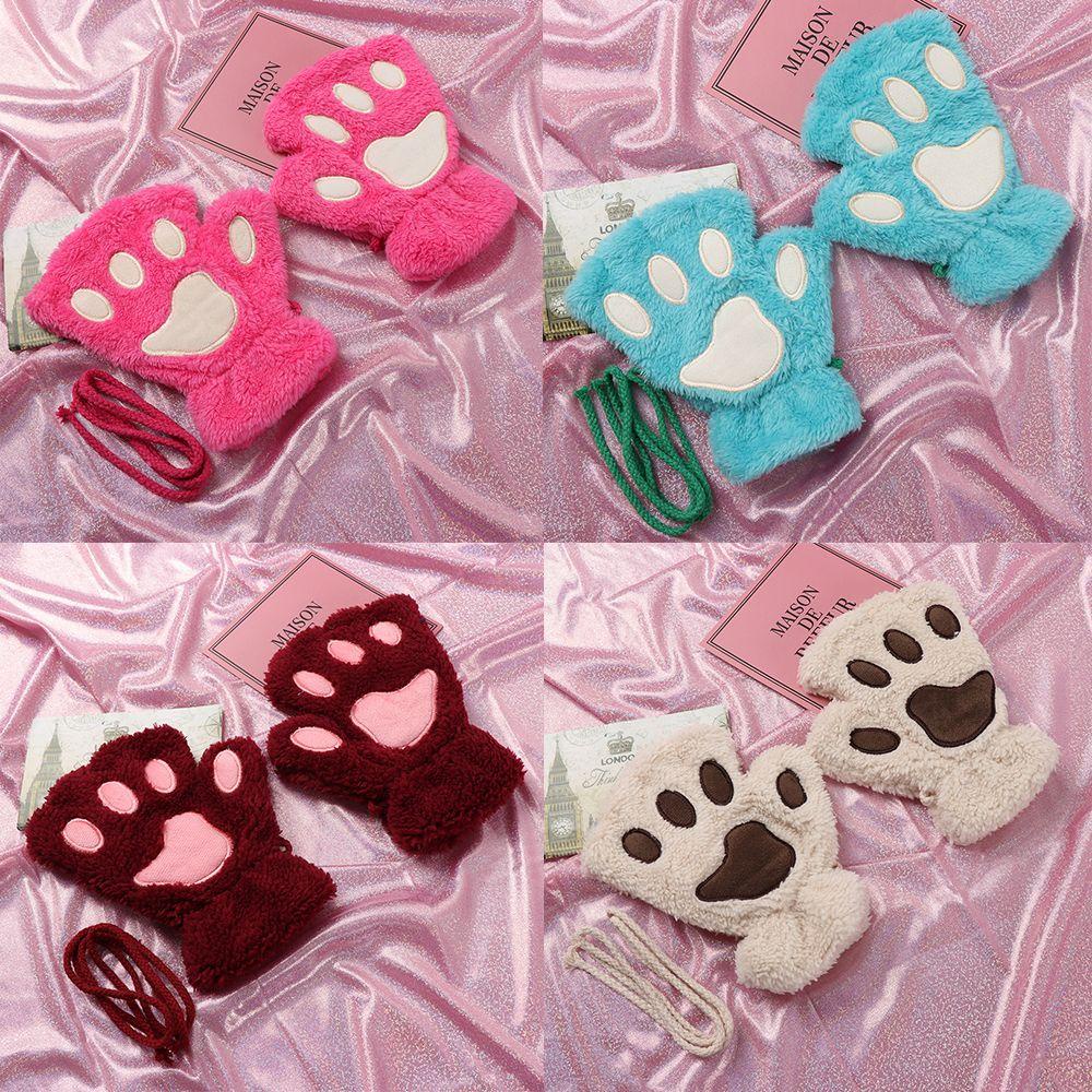 LUOL Găng Tay Hở Ngón Giữ Ấm Mùa Đông Đáng Yêu Thời Trang 14 Màu