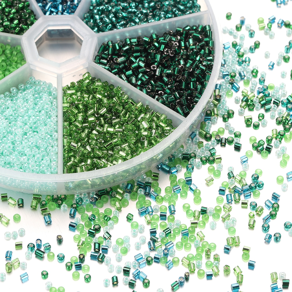 Bộ 6300 hạt cườm hạt thủy tinh hỗn hợp 2mm dùng cho làm trang sức thủ công xinh xắn