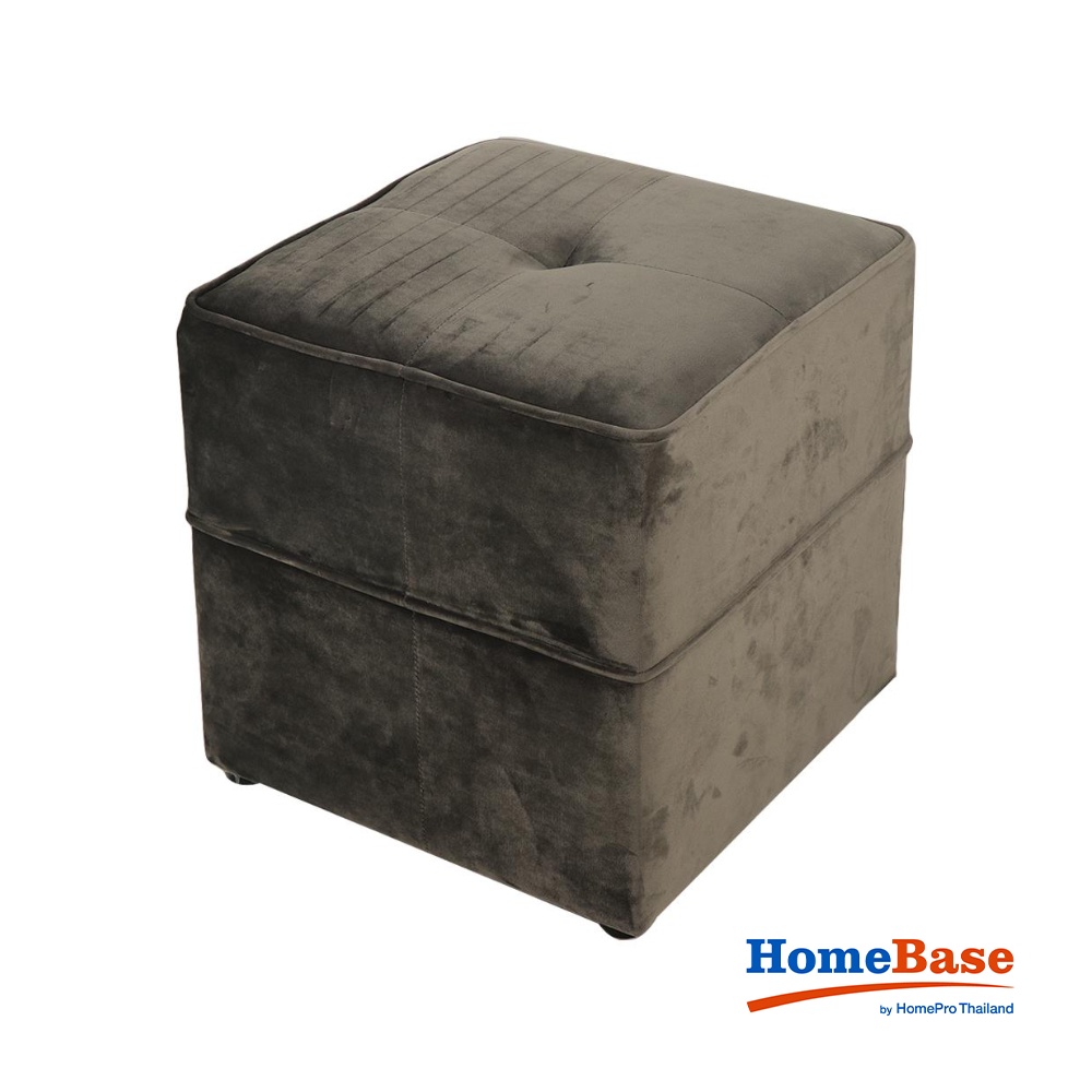 HomeBase FURDINI Ghế đôn bằng bằng gỗ cao cấp bọc vải có đệm mousse W40xH41,5xD40cm màu xám