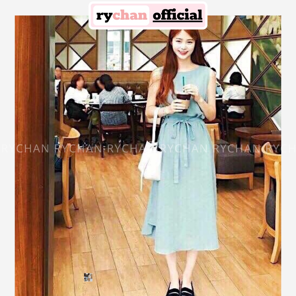 DM476 - Đầm Maxi Nút Sau Cột Eo