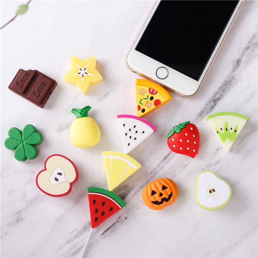 Phụ kiện hình trái cây/bánh kẹo dễ thương bảo vệ cáp sạc cho iPhone HUAWEI Xiaomo oppo