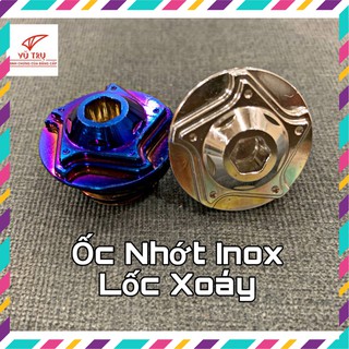 Ốc nắp nhớt kiểu lốc xoáy vàng-titan-inox