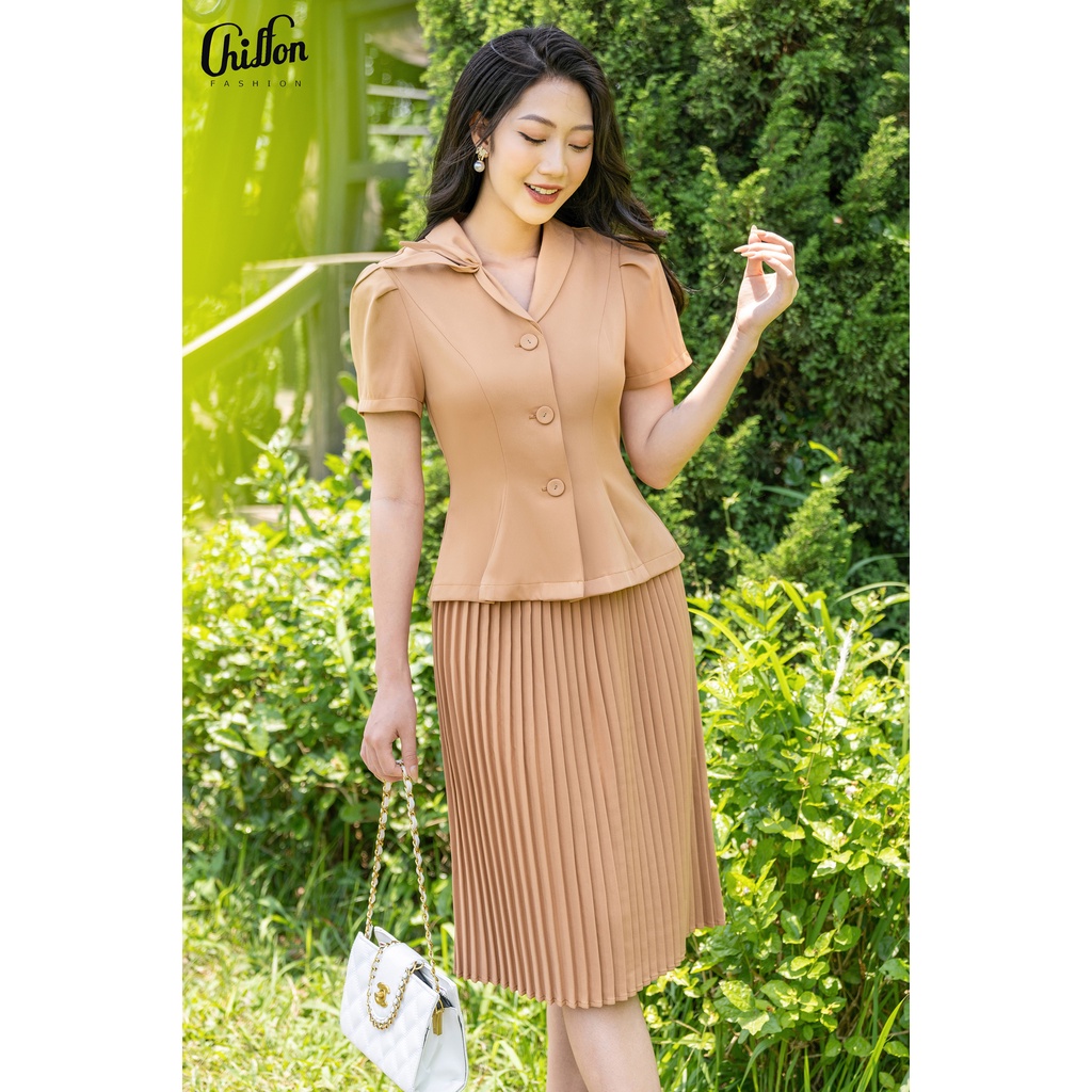 Chân váy dập ly cao cấp, dáng basic dễ phối đồ thiết kế Chiffon