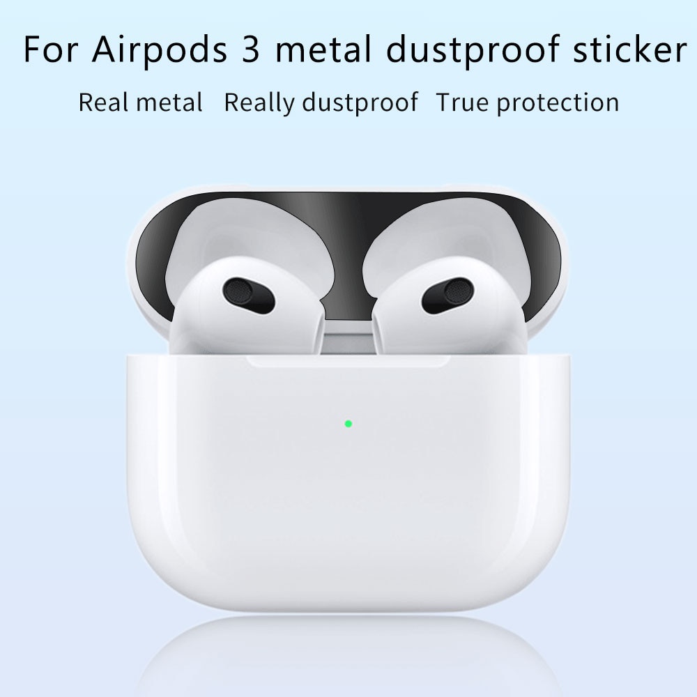 Miếng dán kim loại bảo vệ chống bụi thích hợp cho hộp sạc tai nghe bluetooth airpod