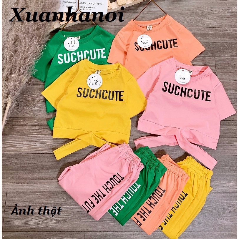 Bộ bé gái áo Croptop và Quần hiphop cotton thun 4 chiều 10-22kg XHN520