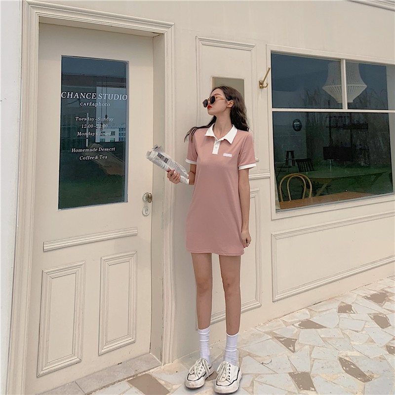 Đầm tay ngắn có cổ và họa tiết thêu theo phong cách Hàn Quốc Xiaozhainv | BigBuy360 - bigbuy360.vn