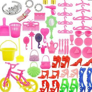 Bộ 55 món phụ kiện búp bê barbie, đồ chơi phụ kiện búp bê cho bé