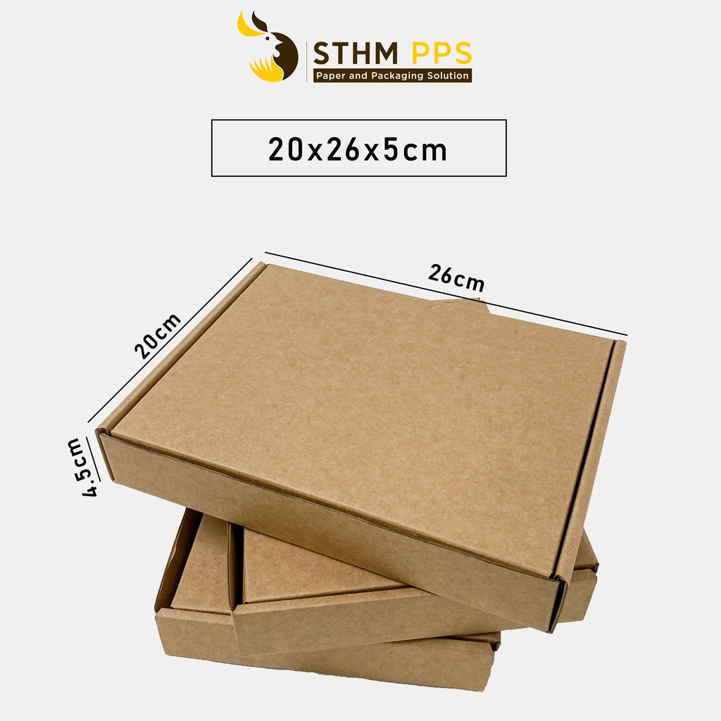 10 hộp kraft âu gói quà, gói hàng - 20x26x4.5cm - Giấy kraft - STHM PPS