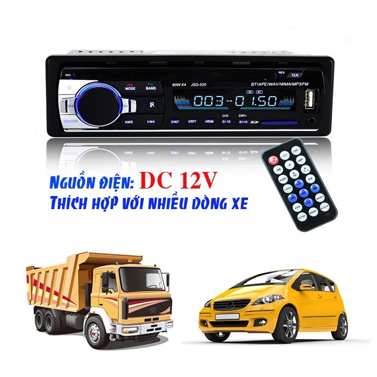 Đầu nghe nhạc MP3 hỗ trợ Bluetooth kiêm Đài FM cho Ô tô JSD-20158