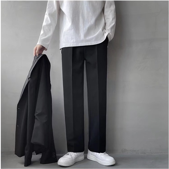 Quần tây ống suông rộng màu trơn đơn giản thời trang Hàn Quốc cho nam đồ bộ quần dài fashion quần ống suông simple quần tây nam from rộng
