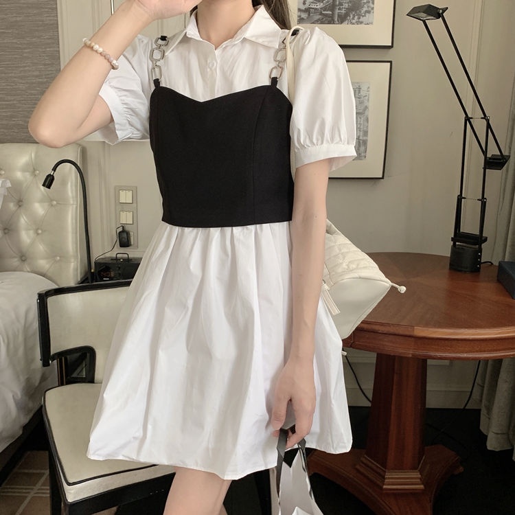 Set đầm sơ mi PERTY dáng ôm phong cách thời trang Hàn Quốc dành cho nữ