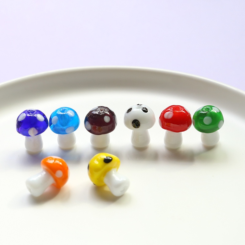 Hạt thủy tinh hình nấm hoạt hình nhiều màu sắc dùng làm trang sức