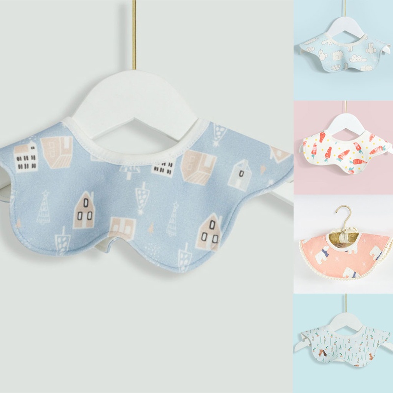 Yếm Ăn Vải Cotton Hình Cánh Hoa Tròn In Hoạt Hình Dành Cho Bé Sơ Sinh