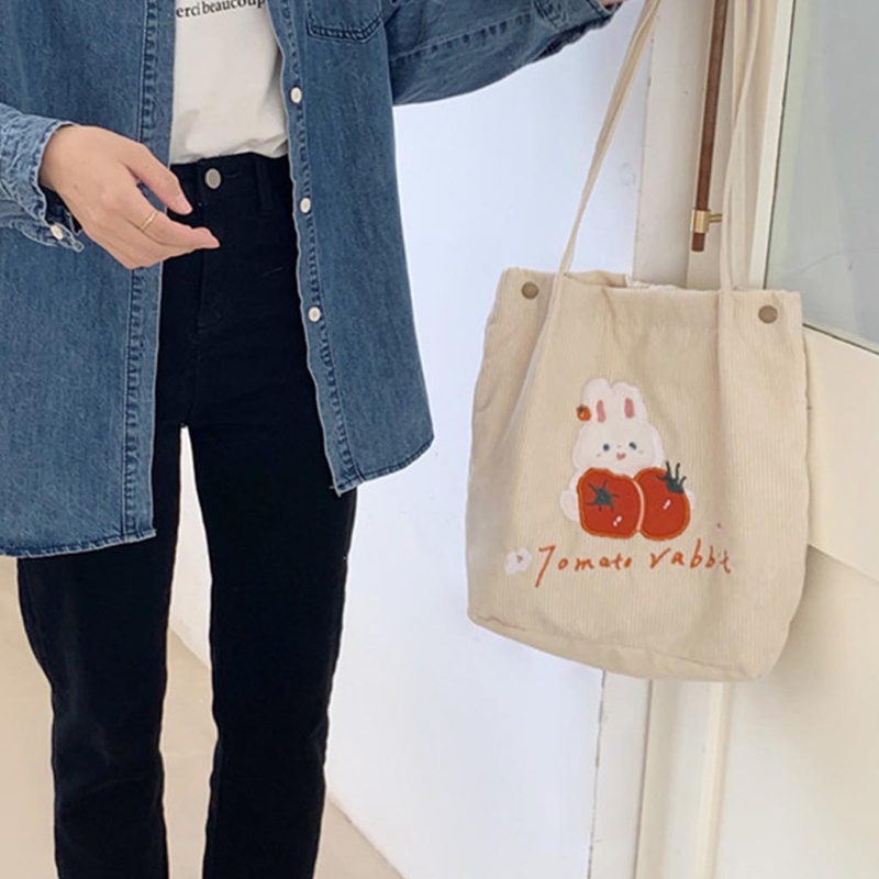 Túi Xách Đeo Vai Vải Nhung Kẻ Cỡ Lớn Phong Cách Cổ Điển