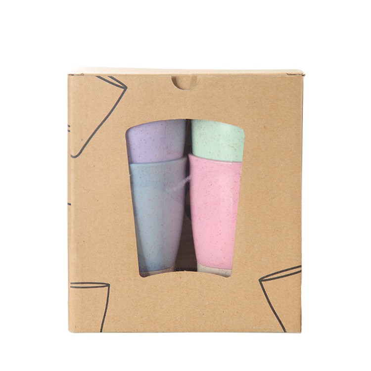 4pcs/set New Arrival Biodegradable Smile Drinking Cup Plastic Wheat Straw Cup Colorful Reusable Cups for Drink Water Juice Milk Coffee Tea,Etc.