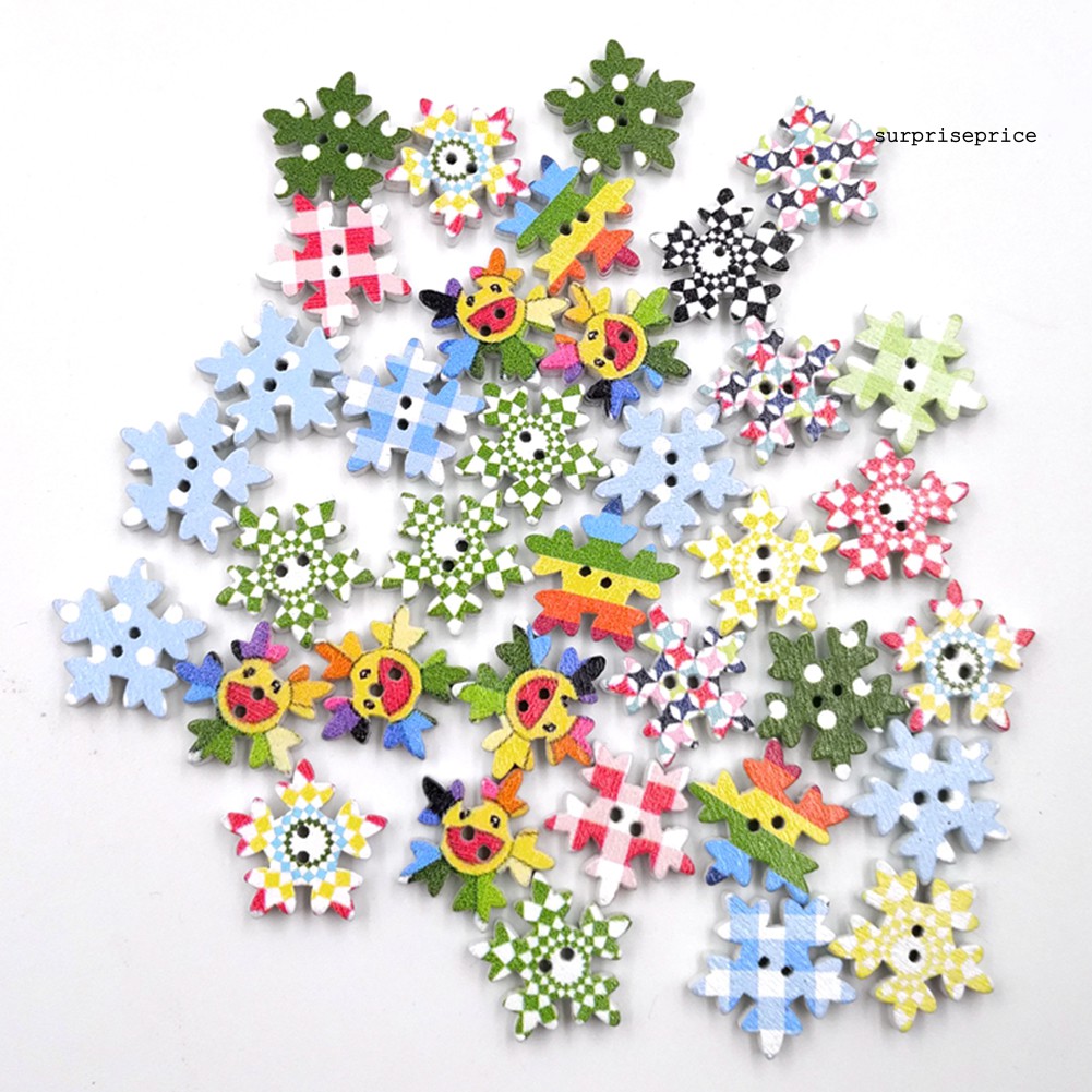 100 Khuy Gỗ Hình Bông Tuyết