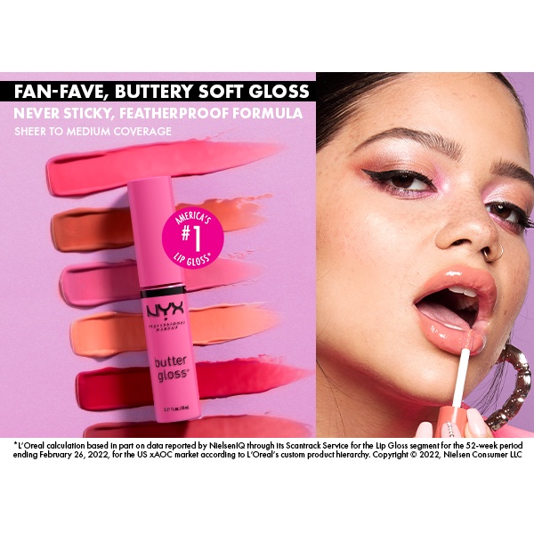 Son kem bóng NYX Professional Makeup Butter Gloss nhiều màu hot
