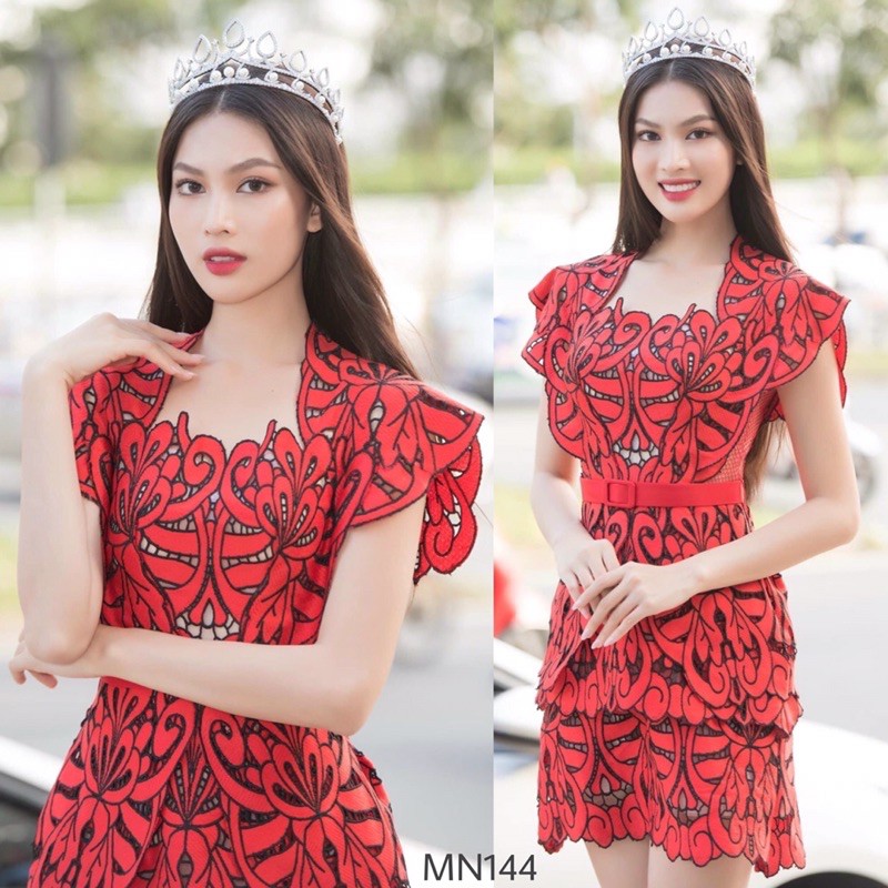 Đầm dự tiệc đầm sang trọng đầm đỏ ôm body ren cao cấp MN144 - Đầm Váy Mina