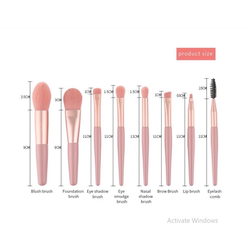 Set 8 cọ trang điểm màu pastel sợi lông mềm chất lượng cao