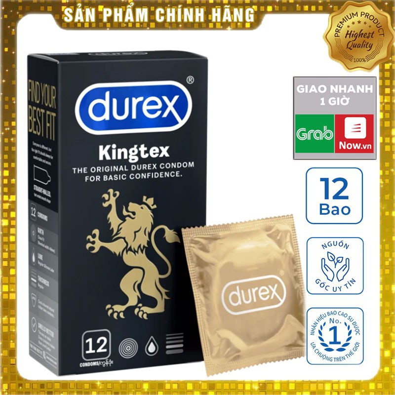 Bao cao su Durex Kingtex 12 bao - kích thước 49mm ôm sát