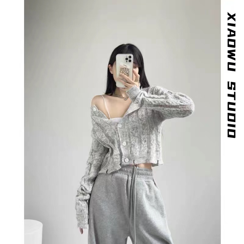 Áo Khoác Cardigan Dệt Kim Dáng Ngắn Phong Cách Hàn Quốc Thời Trang Thu Đông Cho Nữ