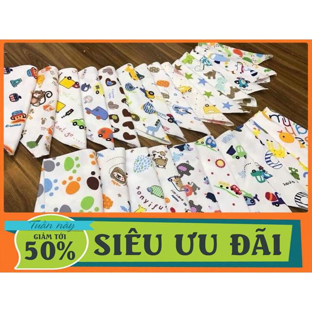 [ Sale 50% ] [Mã THOI198 Giảm 5k Đơn Từ ₫99k] COMBO 10 KHĂN YẾM TRẺ EM LOẠI COTTON ĐẸP thời trang nam