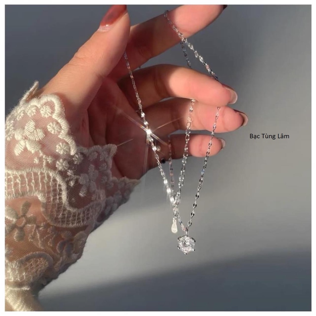 Dây chuyền nữ dây chuyền nữ đính đá bạc ta D12 BYL JEWELRY