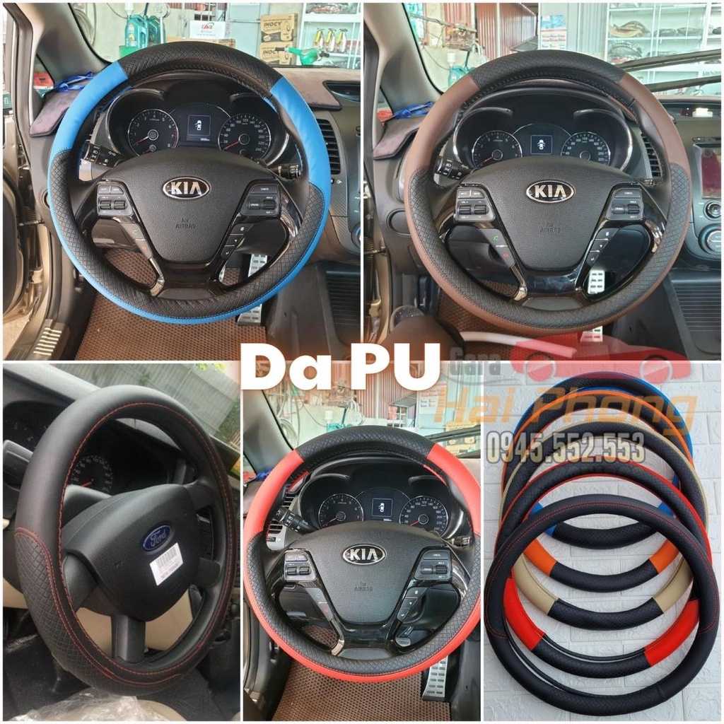 Bọc vô lăng da PU size 38cm cho mọi dòng xe