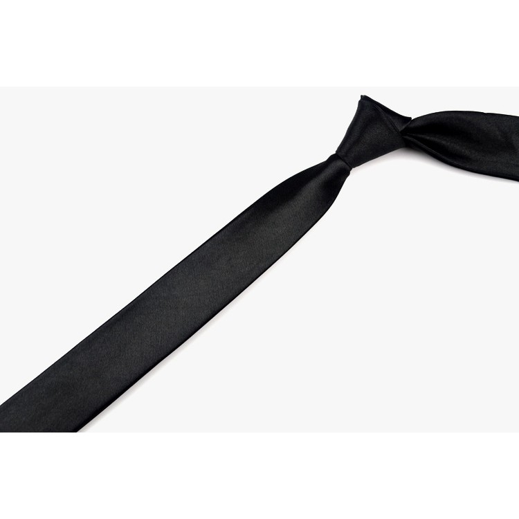 Cà vạt lụa Nam bản nhỏ 3cm. 5cm tự thắt màu đen Thời trang phong cách Hàn Quốc