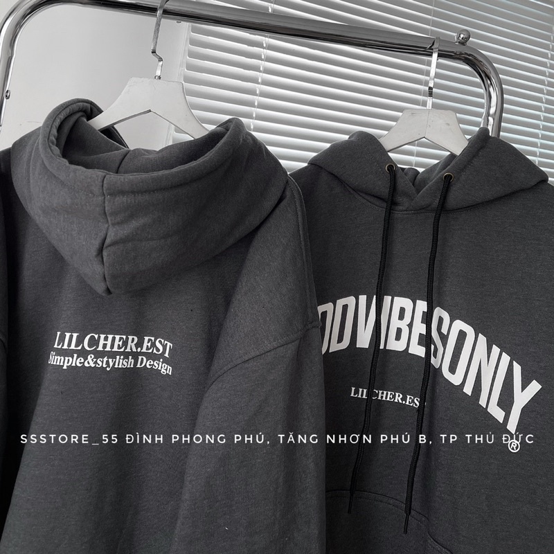 Áo Hoodie nỉ GOODIBES 2 màu form rộng unisex nam nữ