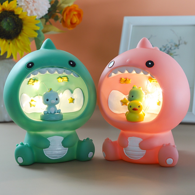 Ống Heo Tiết Kiệm Hình Thú Cưng Dễ Thương Có Đèn Ngủ Khủng Long Phim Hoạt Hình Sáng Tạo Khủng Long Trẻ Em Phim hoạt hình heo đất hình khủng long thân thiện với môi trường con vịt nhỏ
