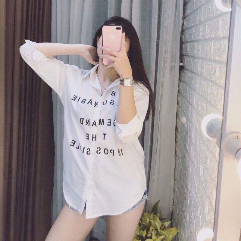 Xả kho Áo sơ mi nữ in hình siêu xinh, áo sơ mi học sinh, áo sơ mi công sở nữ giá rẻ đẹp