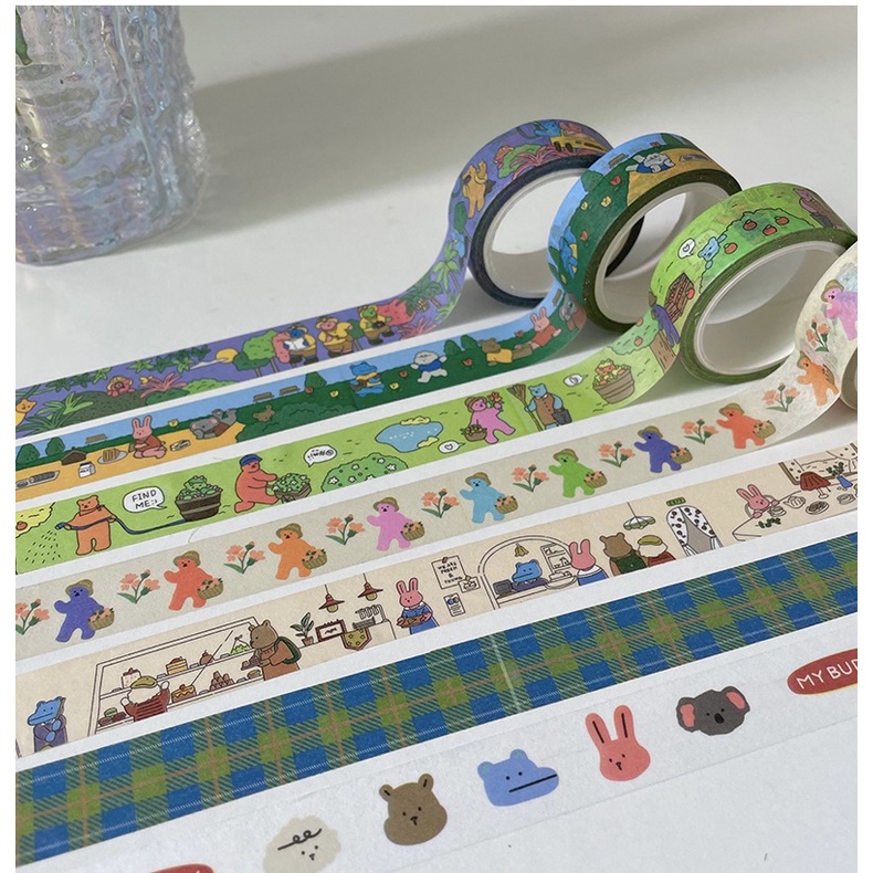 Washi Tape/ Băng keo giấy hoạ tiết dễ thương phong cách Hàn Quốc