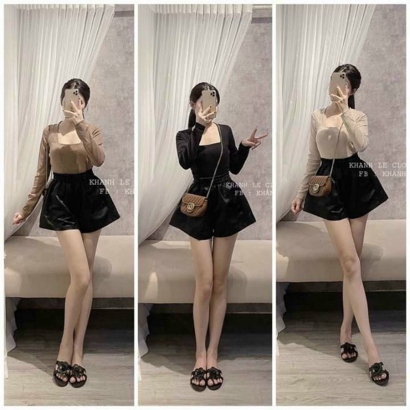 Áo Thun borip tay dài cổ vuông mã A0411
