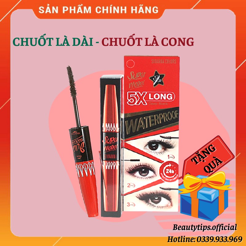 Mascara Cong Dài Mi X5 - SIVANNA SUPER MODEL 5X LONG DEEP BLACK