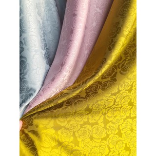 Gấm Lụa Hoa Hồng - giá hiển thị là giá 10cm, mua 1m chọn sl 10.