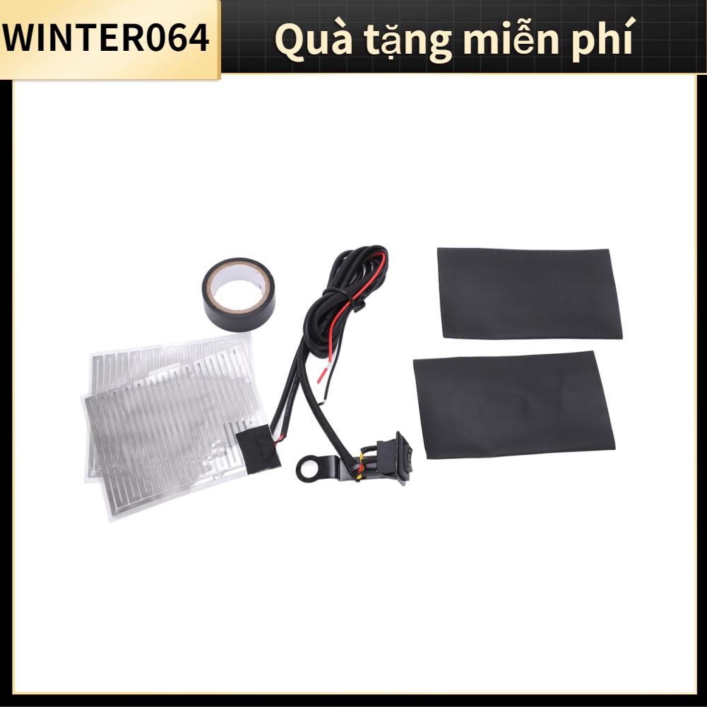 Winter064 12V Universal Motorcycle Heated Grip Pads 2‑Gear Black Handlebar Hand Warmers for Motorbikes